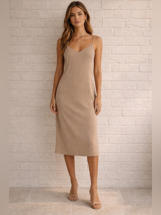 Akris Dresses & Skirts - Akris Stretch Knit Midi Slip Dress Beige Size 8